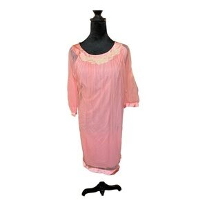 VTG 70s Sears‎ handkerchief nightgown sheer size Medium in pink